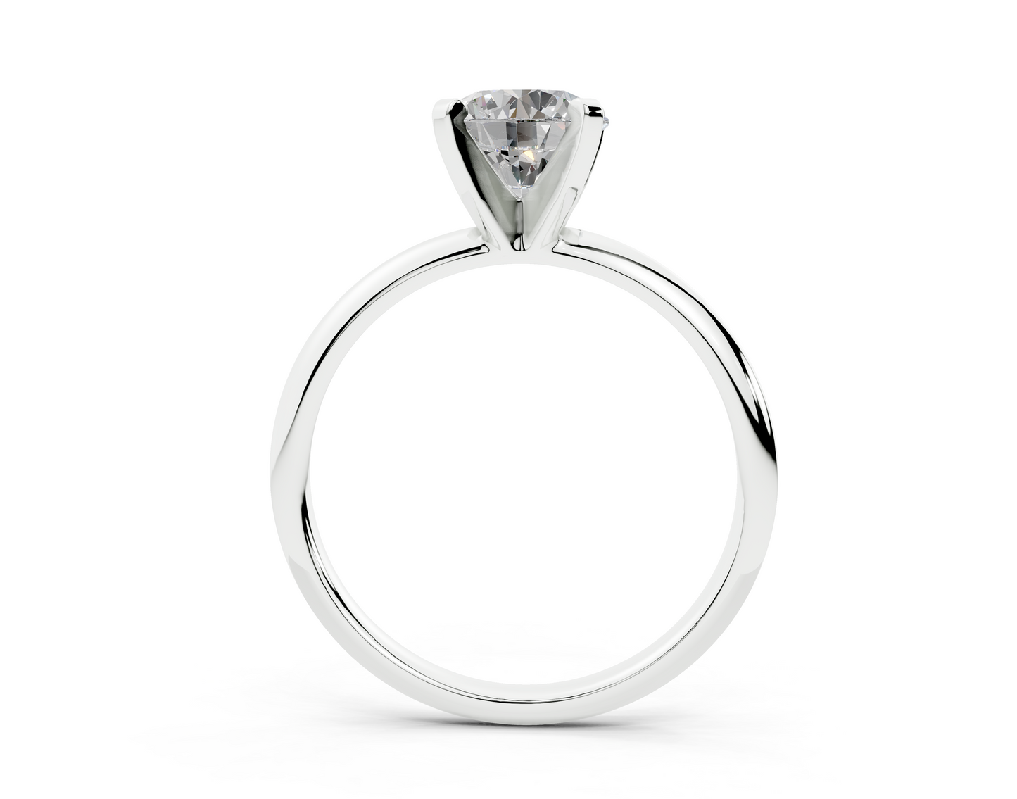 18K Gold Solitaire Knife Edge Round Diamond Engagement Ring 1 Carat
