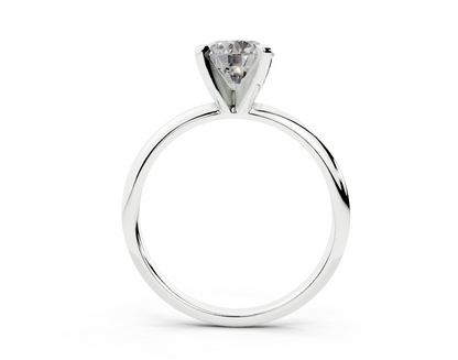 18K Gold Solitaire Knife Edge Round Diamond Engagement Ring 1 Carat