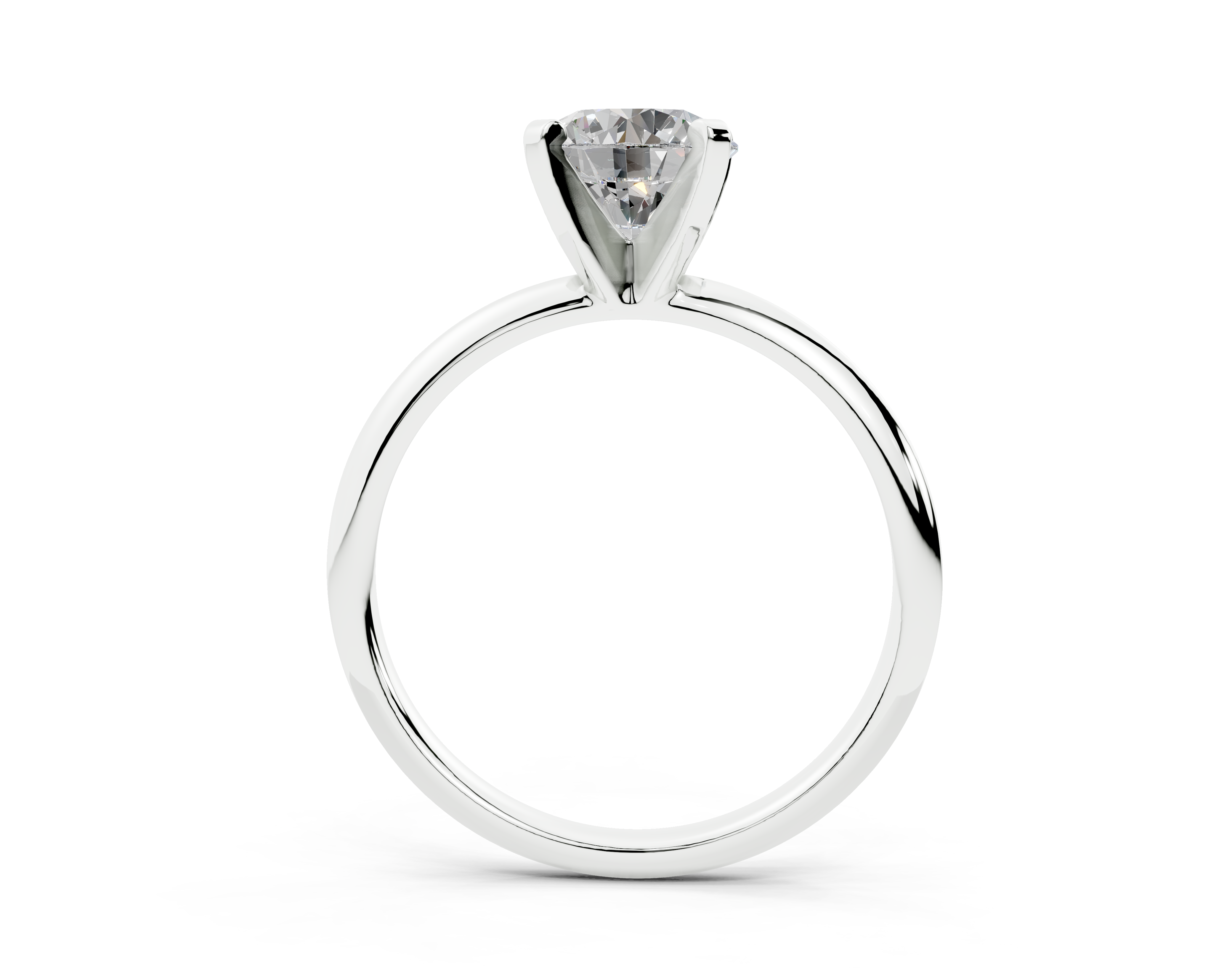 18K Gold Solitaire Knife Edge Round Diamond Engagement Ring 1 Carat - White Gold#Material_White Gold#