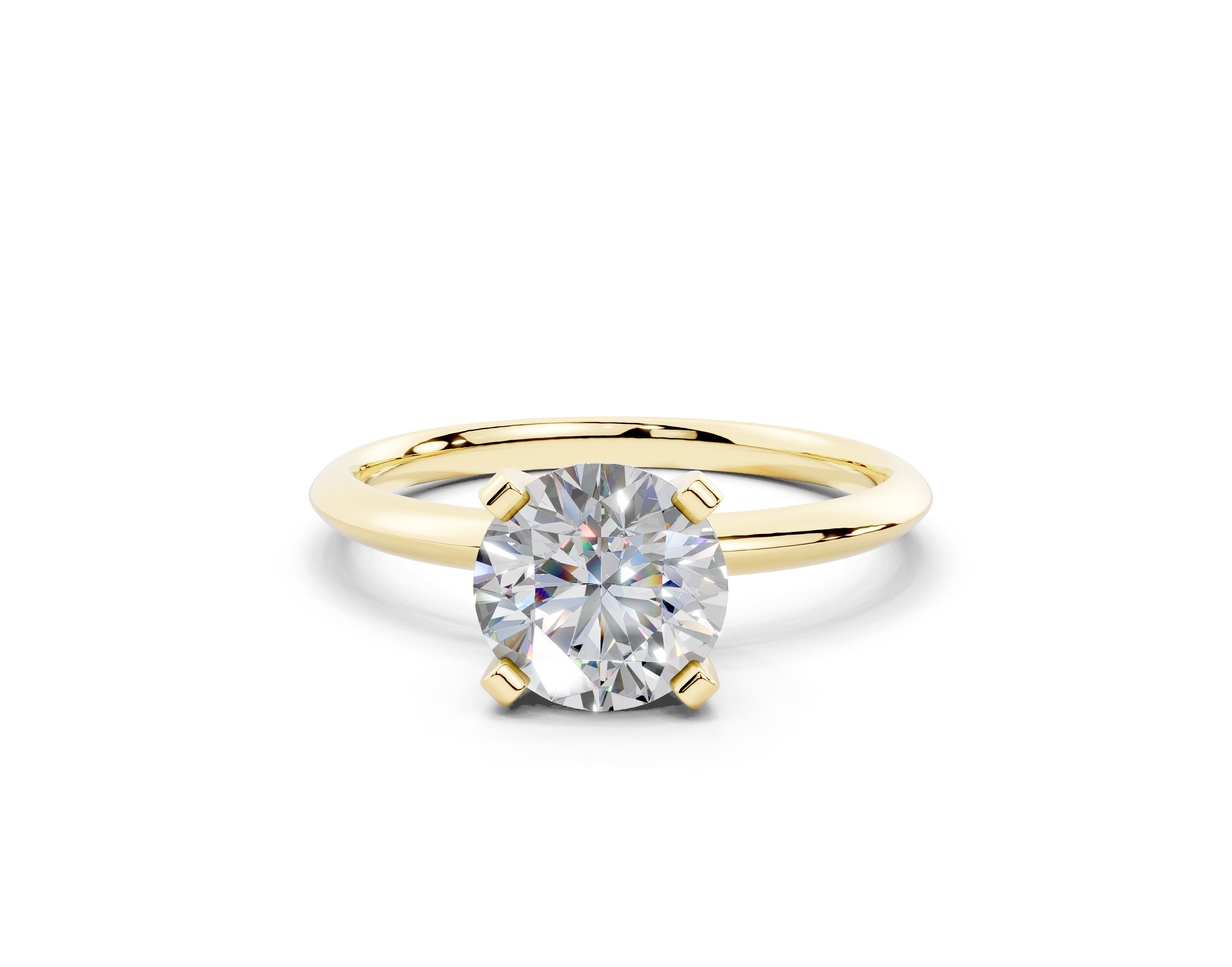 18K Gold Solitaire Knife Edge Round Diamond Engagement Ring 1 Carat - Yellow Gold#Material_Yellow Gold#