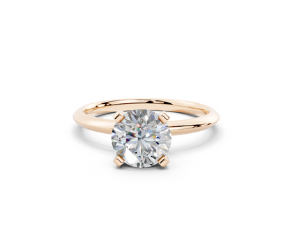 18K Gold Solitaire Knife Edge Round Diamond Engagement Ring 1 Carat