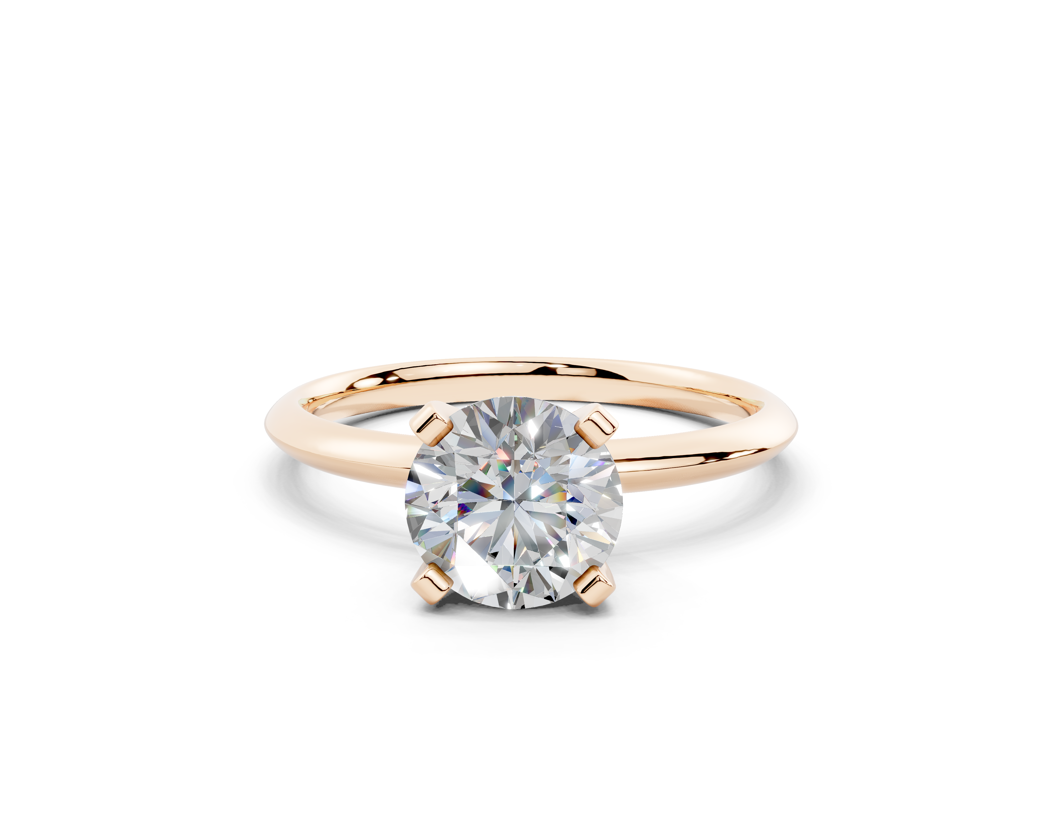 18K Gold Solitaire Knife Edge Round Diamond Engagement Ring 1 Carat - Rose Gold#Material_Rose Gold#