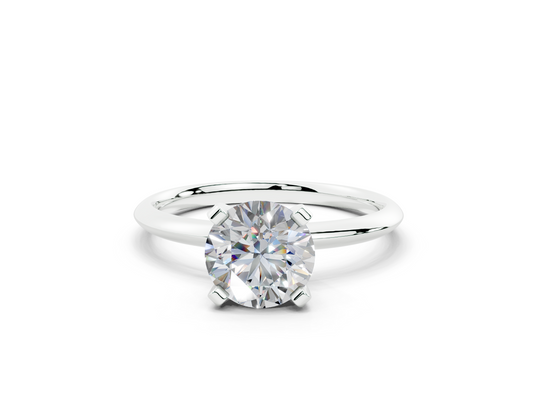 18K Gold Solitaire Knife Edge Round Diamond Engagement Ring 1 Carat