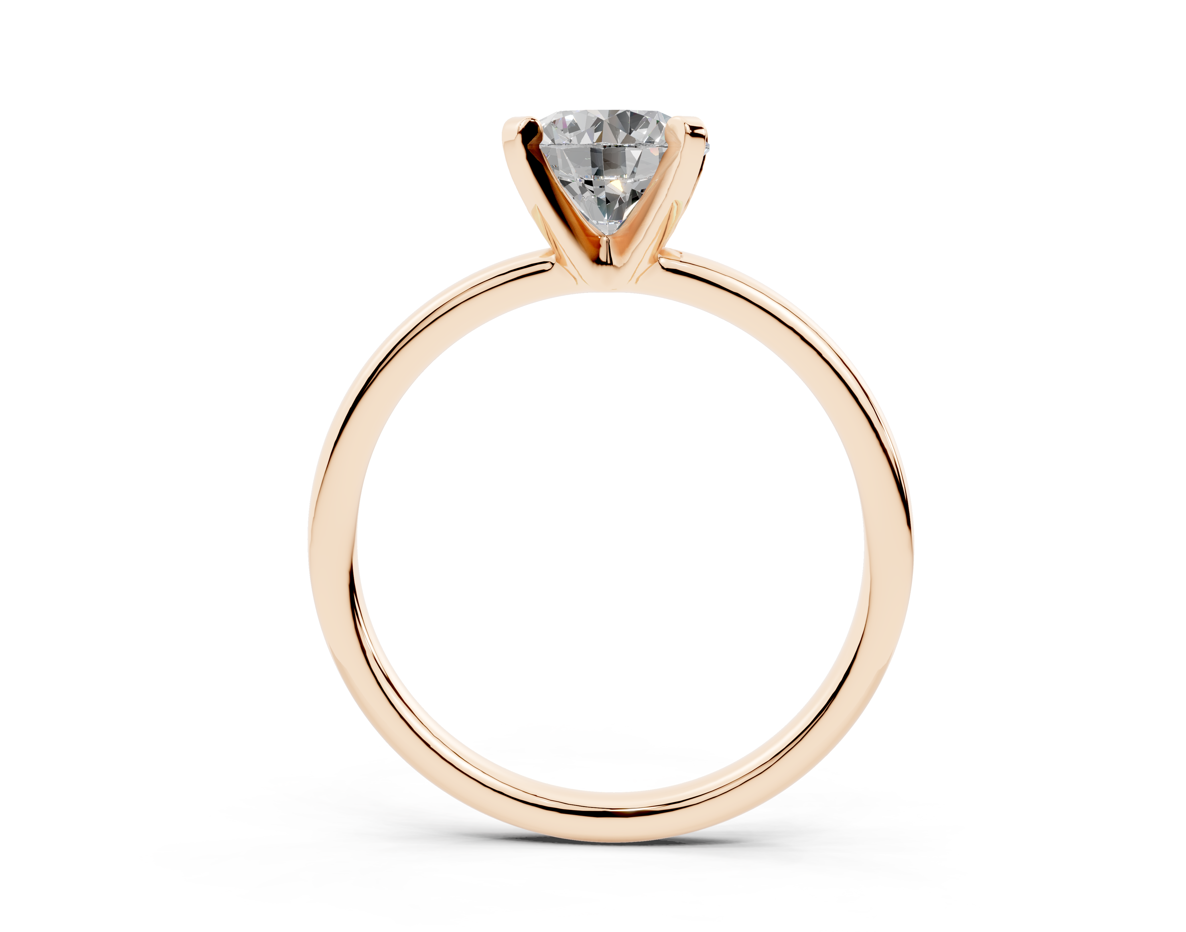 18K Gold Sleek Comfort Diamond Engagement Ring 1 Carat - Rose Gold#Material_Rose Gold#