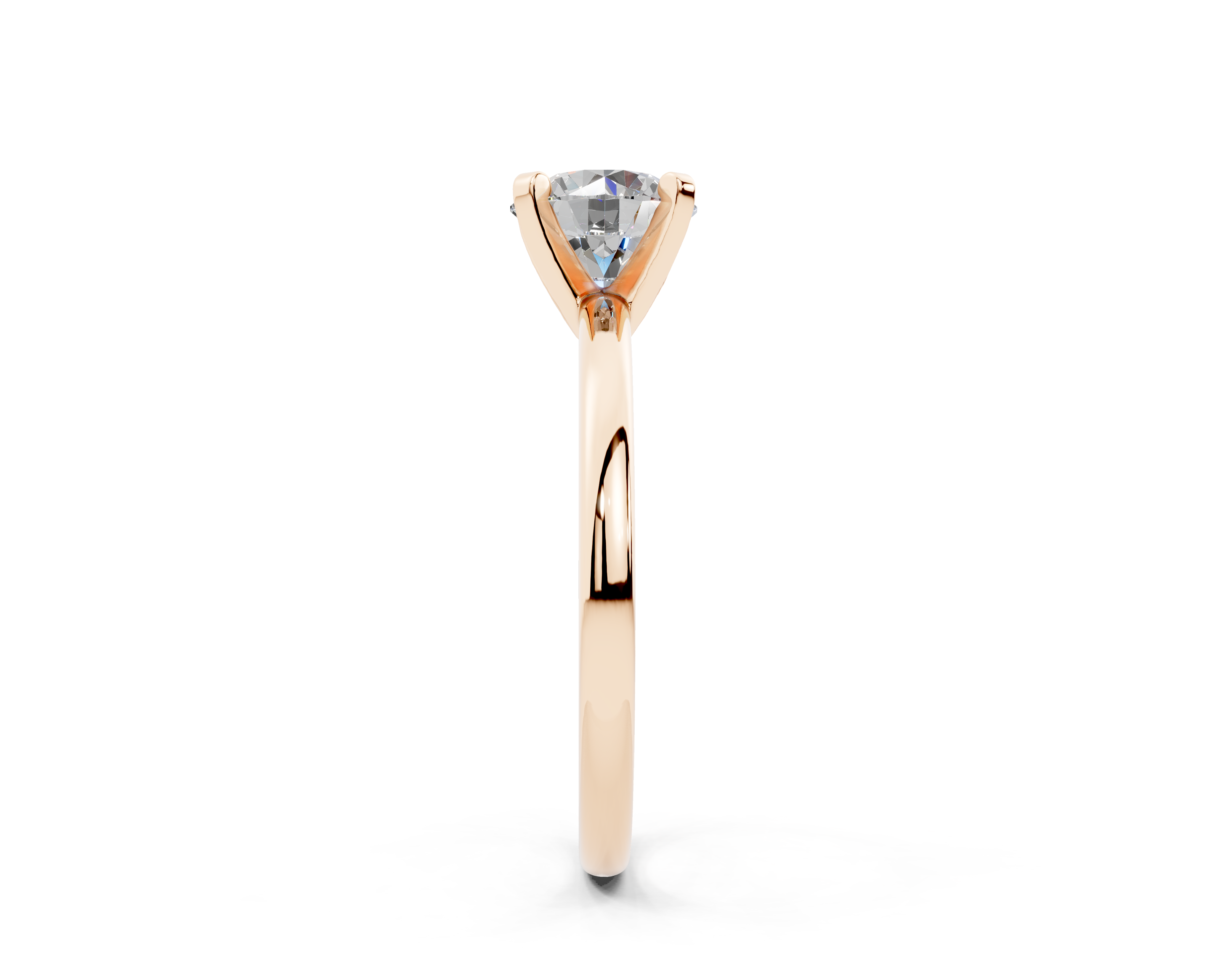 18K Gold Sleek Comfort Diamond Engagement Ring 1 Carat - Rose Gold#Material_Rose Gold#