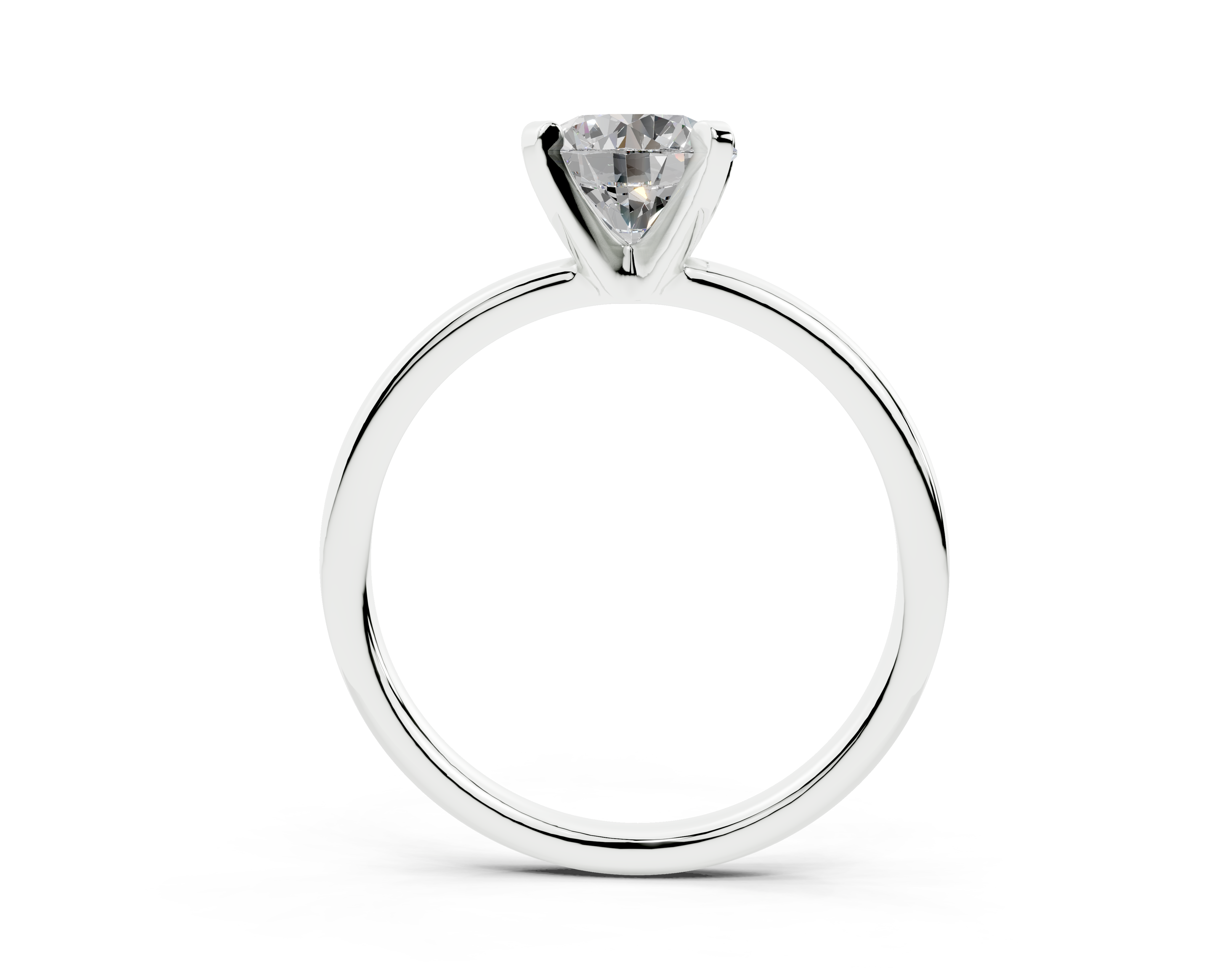 18K Gold Sleek Comfort Diamond Engagement Ring 1 Carat - White Gold#Material_White Gold#