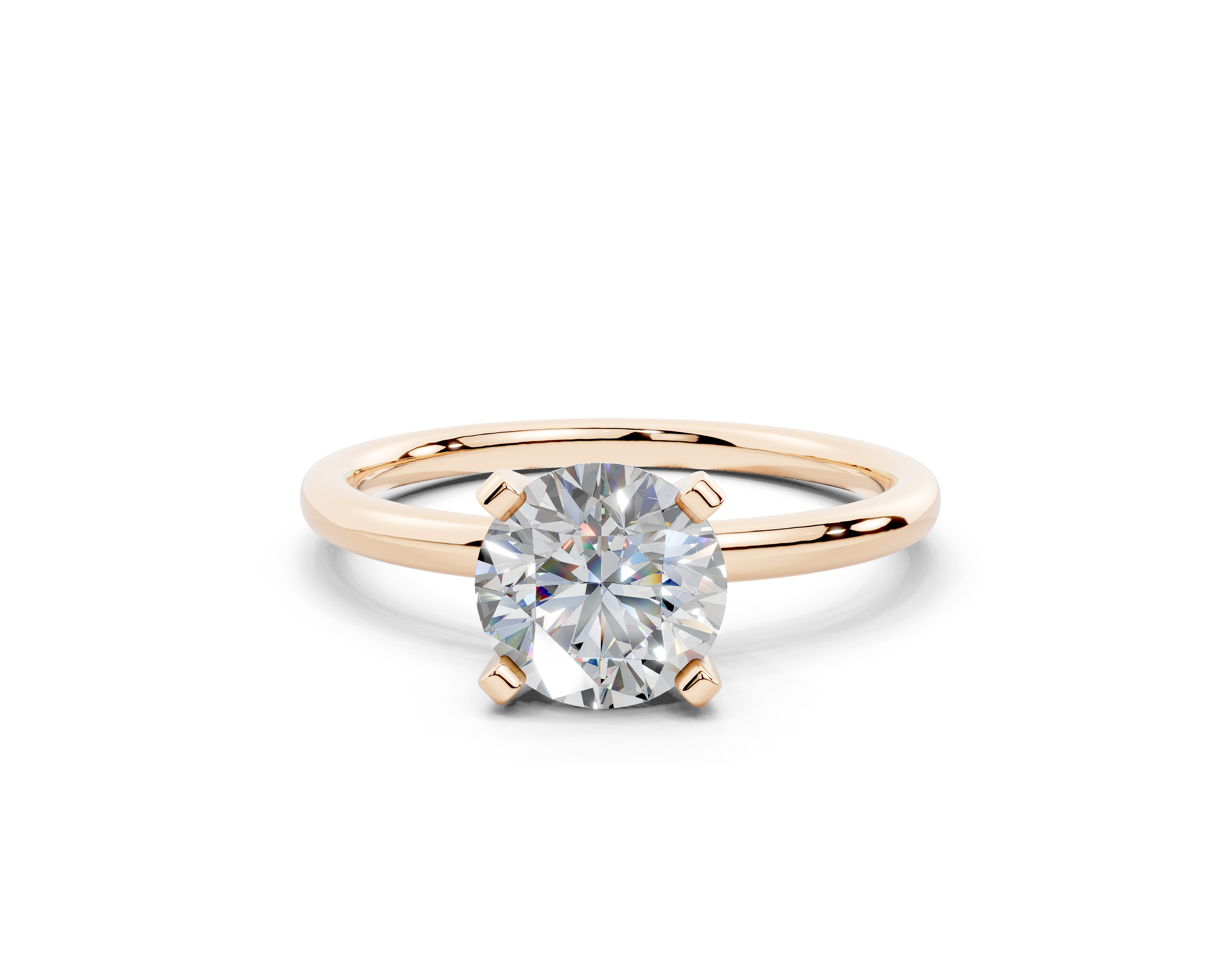 18K Gold Sleek Comfort Diamond Engagement Ring 1 Carat - Rose Gold#Material_Rose Gold#