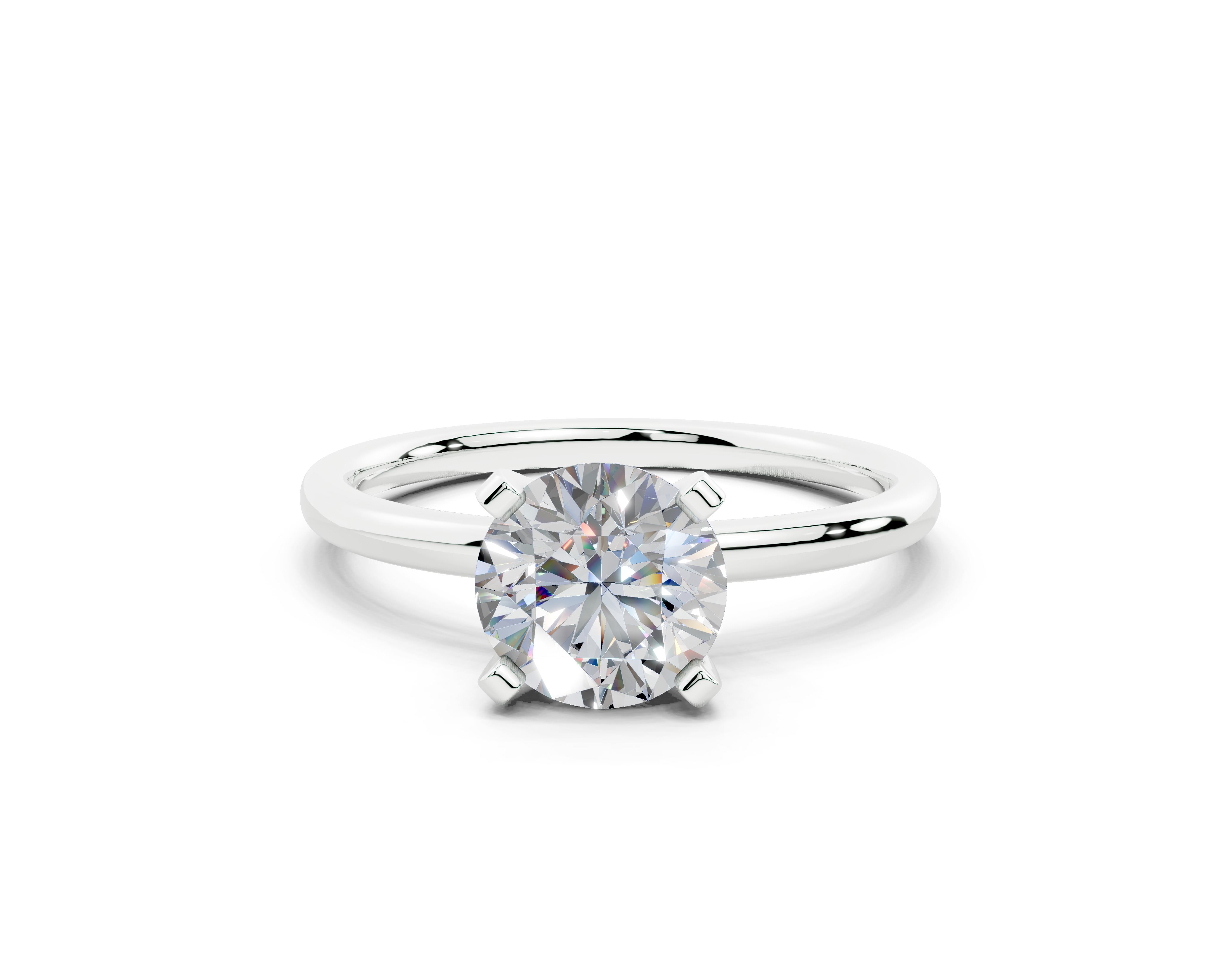 18K Gold Sleek Comfort Diamond Engagement Ring 1 Carat - White Gold#Material_White Gold#