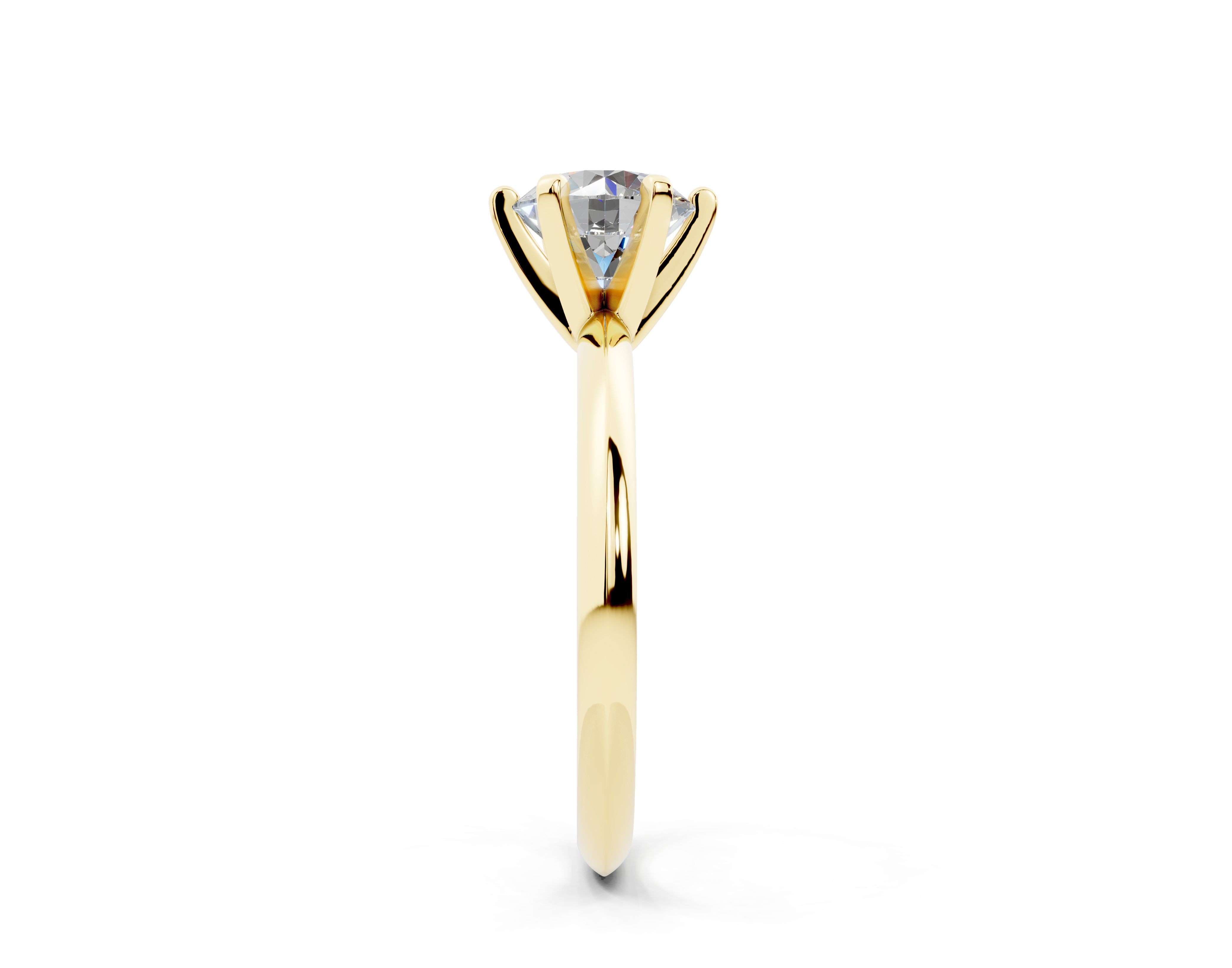 18k Gold Classic (Six Prong) Diamond Solitaire Engagement Ring 1 Carat - Yellow Gold#Material_Yellow Gold#