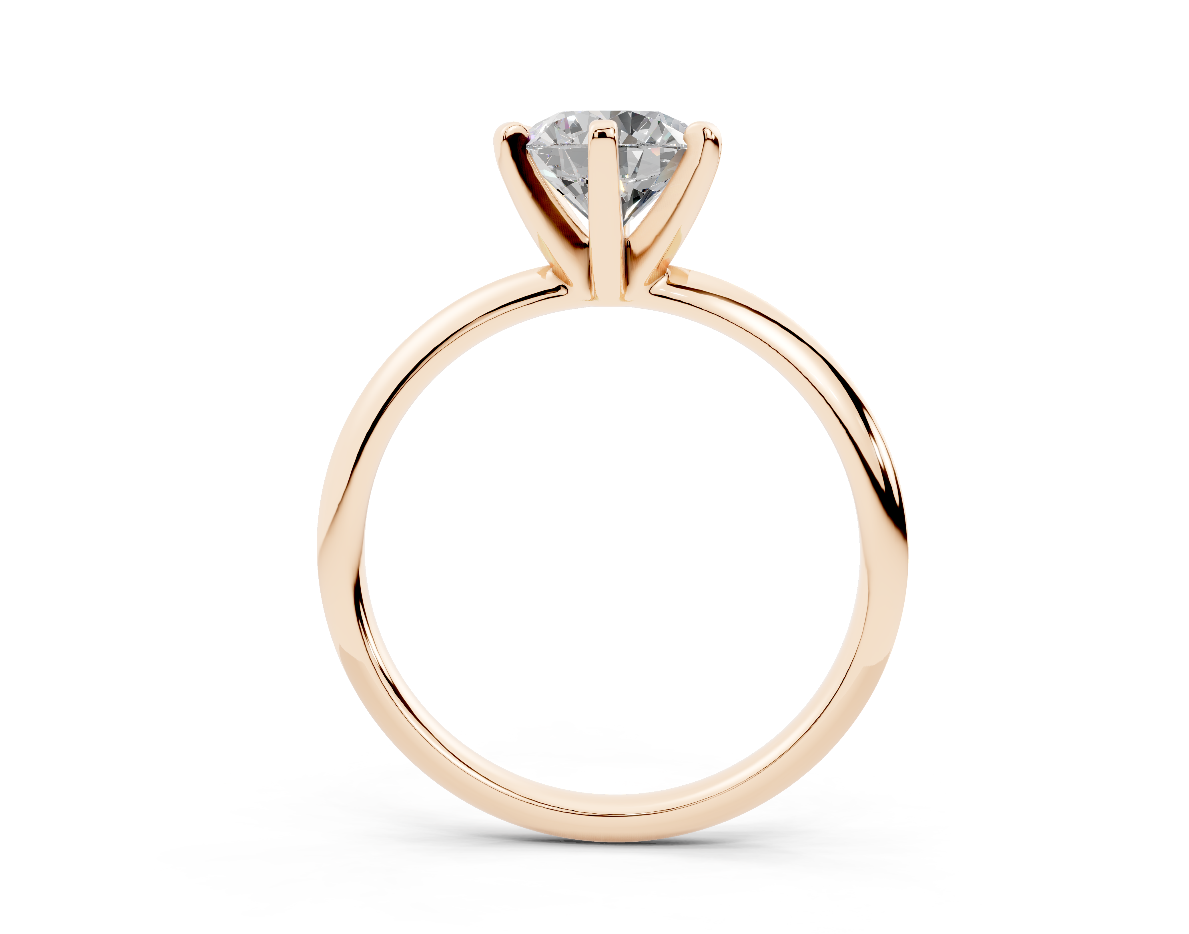 18k Gold Classic (Six Prong) Diamond Solitaire Engagement Ring 1 Carat - Rose Gold#Material_Rose Gold#