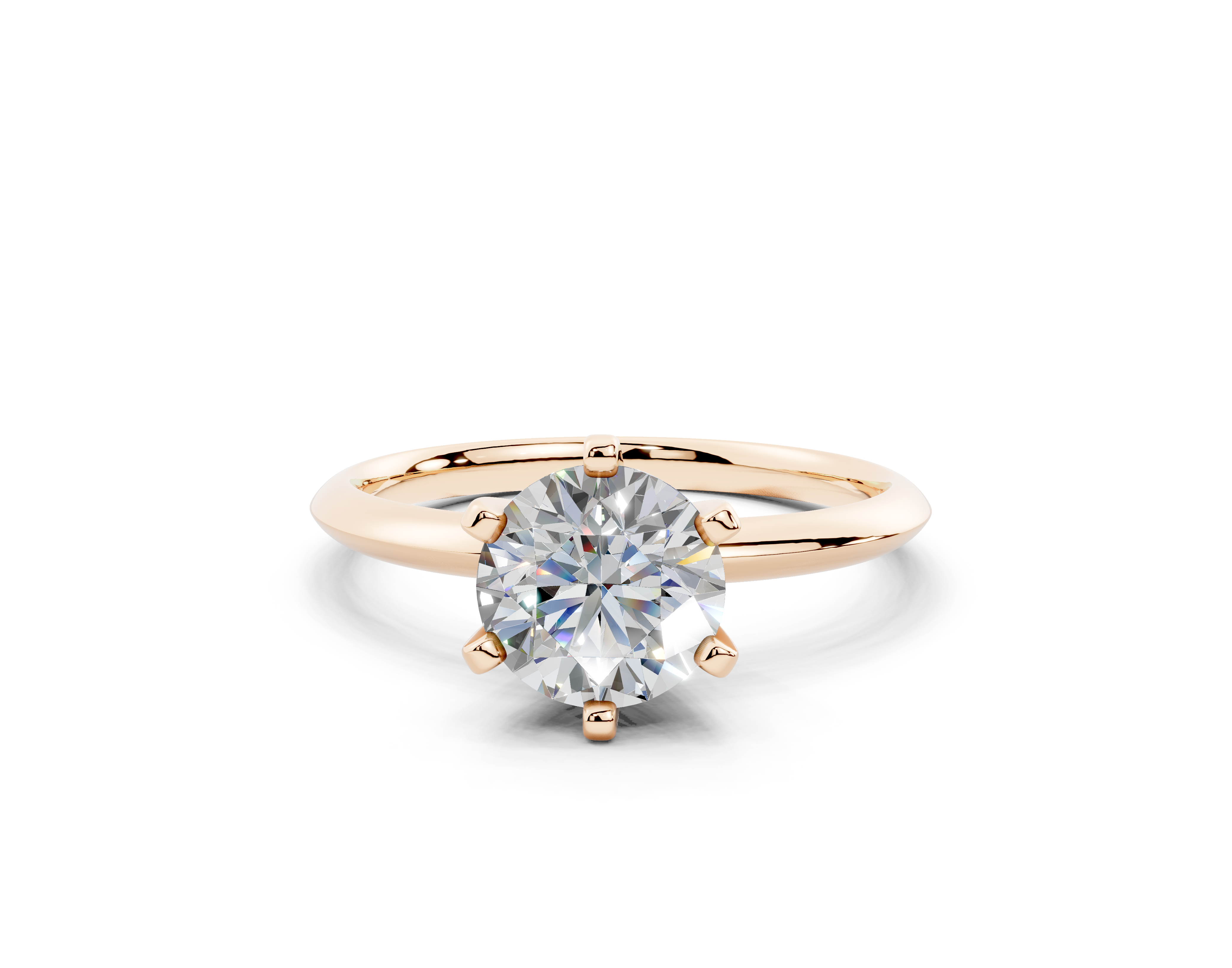18k Gold Classic (Six Prong) Diamond Solitaire Engagement Ring 1 Carat - Rose Gold#Material_Rose Gold#