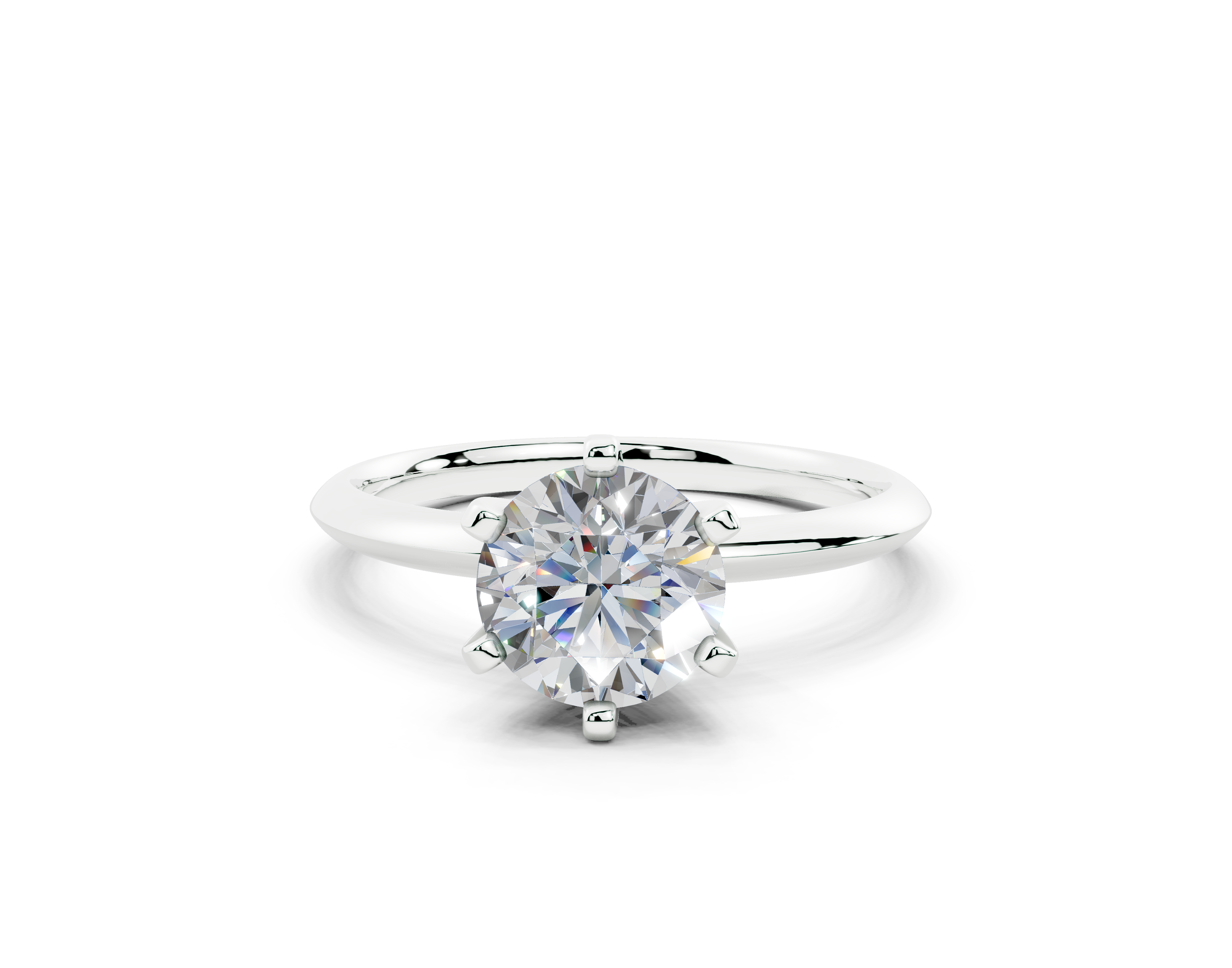 18k Gold Classic (Six Prong) Diamond Solitaire Engagement Ring 1 Carat - White Gold#Material_White Gold#