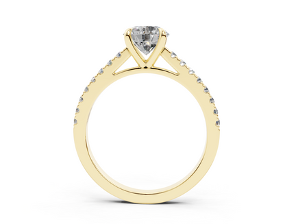 18K Gold Half Pavé Cathedral Diamond Engagement Ring 1 Carat