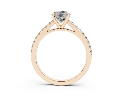 18K Gold Half Pavé Cathedral Diamond Engagement Ring 1 Carat