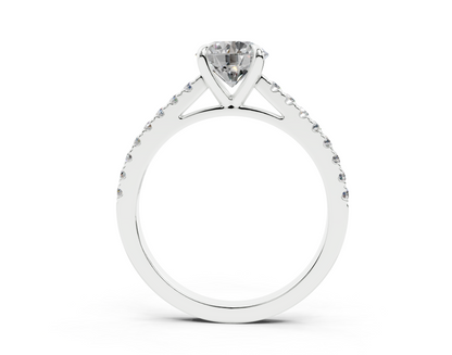 18K Gold Half Pavé Cathedral Diamond Engagement Ring 1 Carat