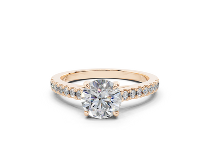 18K Gold Half Pavé Cathedral Diamond Engagement Ring 1 Carat