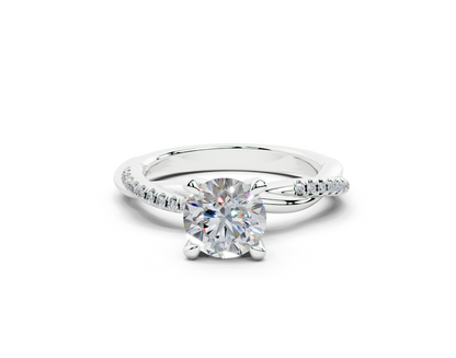 18K Gold Half Pavé Rope Diamond Engagement Ring 1 Carat