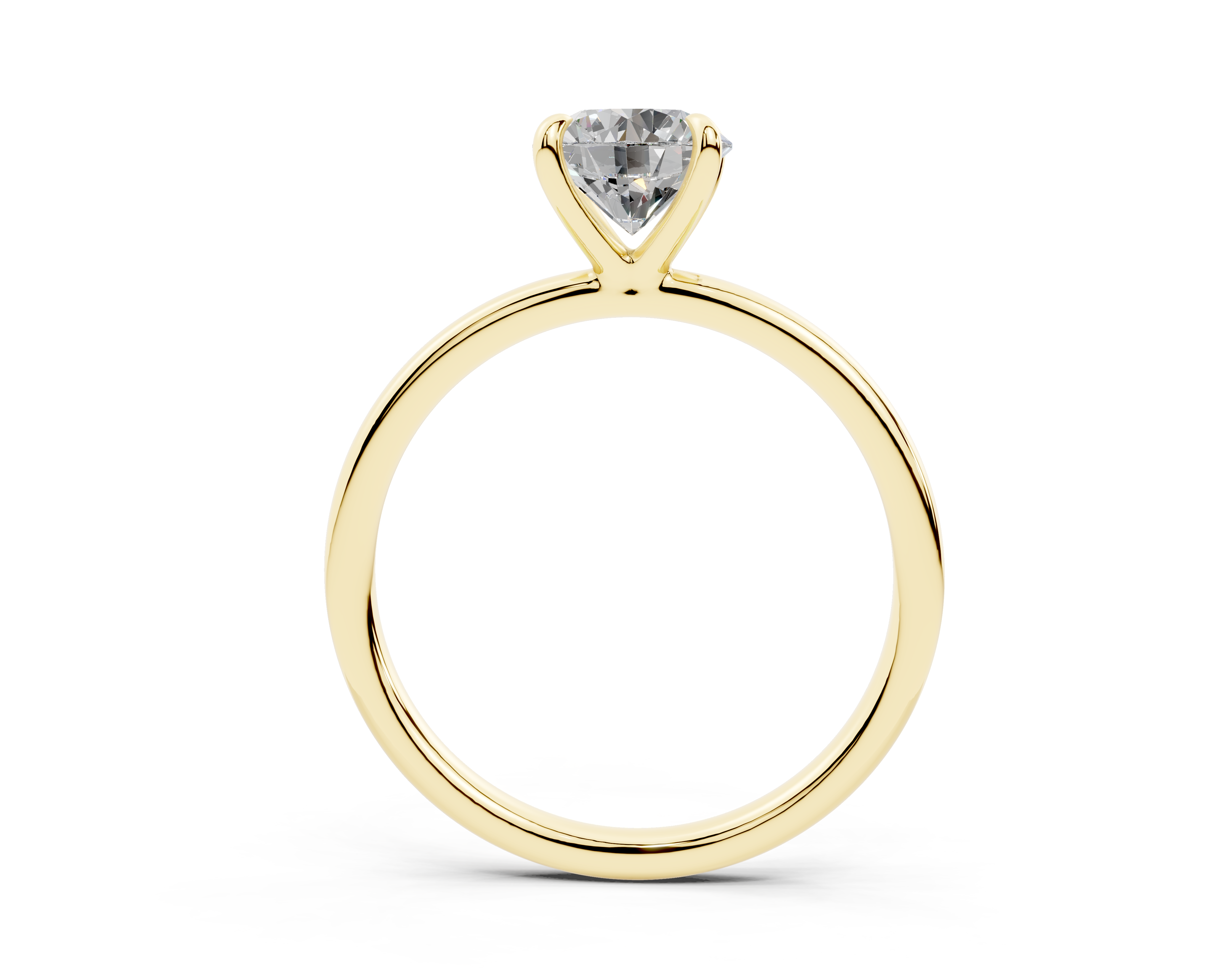 18K Gold Claw Prong Sleek Solitaire Diamond Engagement Ring 1 Carat - Yellow Gold#Material_Yellow Gold#