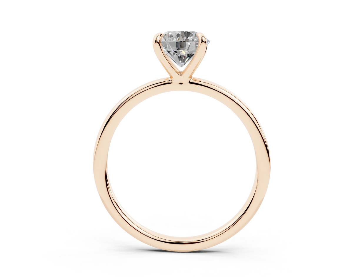 18K Gold Claw Prong Sleek Solitaire Diamond Engagement Ring 1 Carat - Rose Gold#Material_Rose Gold#