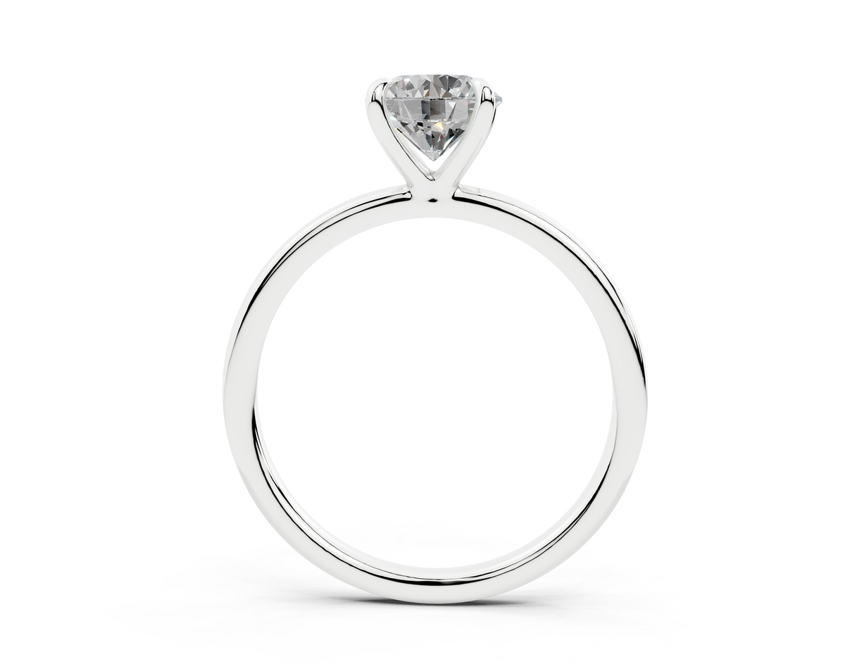 18K Gold Claw Prong Sleek Solitaire Diamond Engagement Ring 1 Carat - White Gold#Material_White Gold#