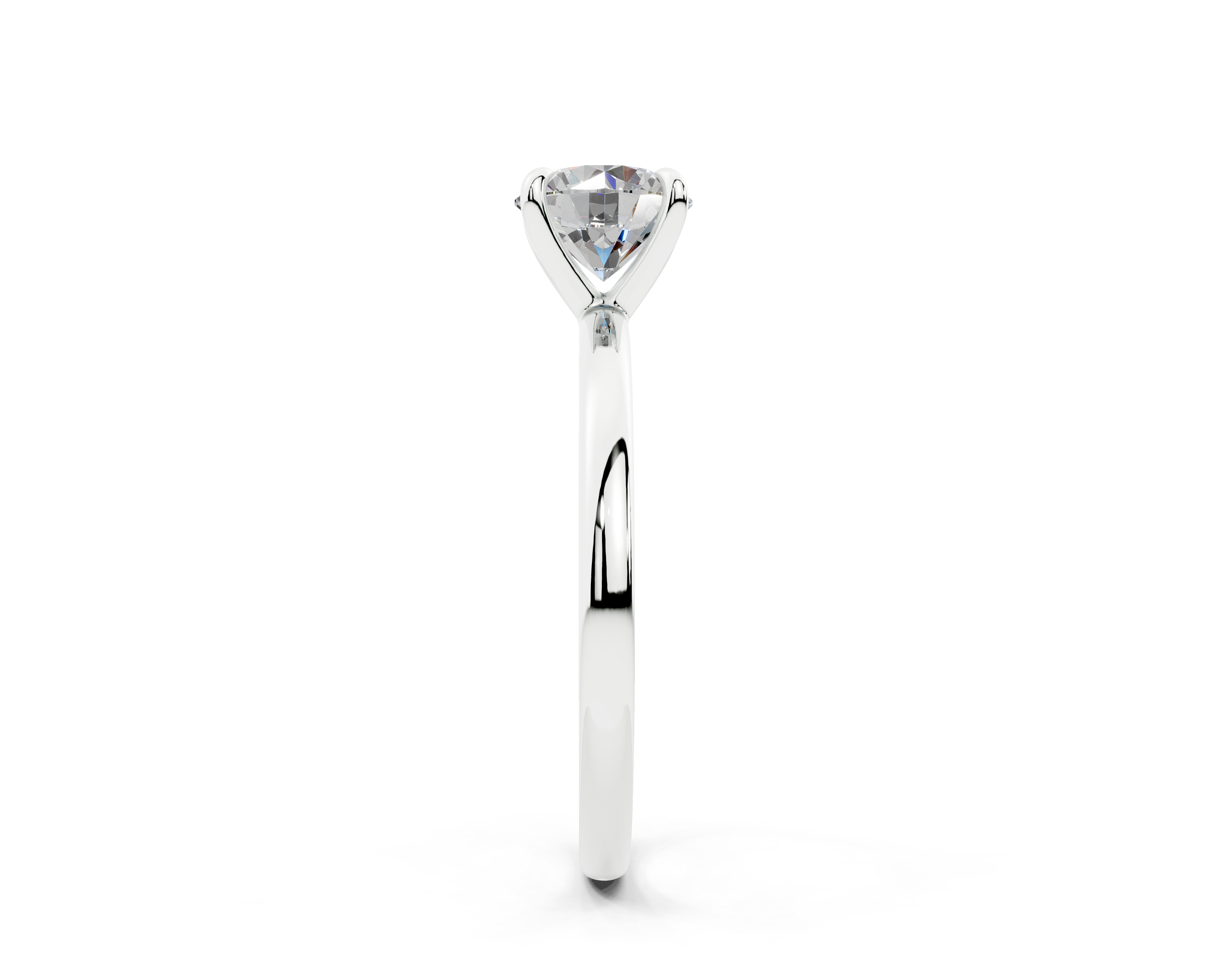 18K Gold Claw Prong Sleek Solitaire Diamond Engagement Ring 1 Carat - White Gold#Material_White Gold#