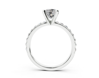 18K Gold French Cut Half Pavé Diamond Engagement Ring 1 Carat