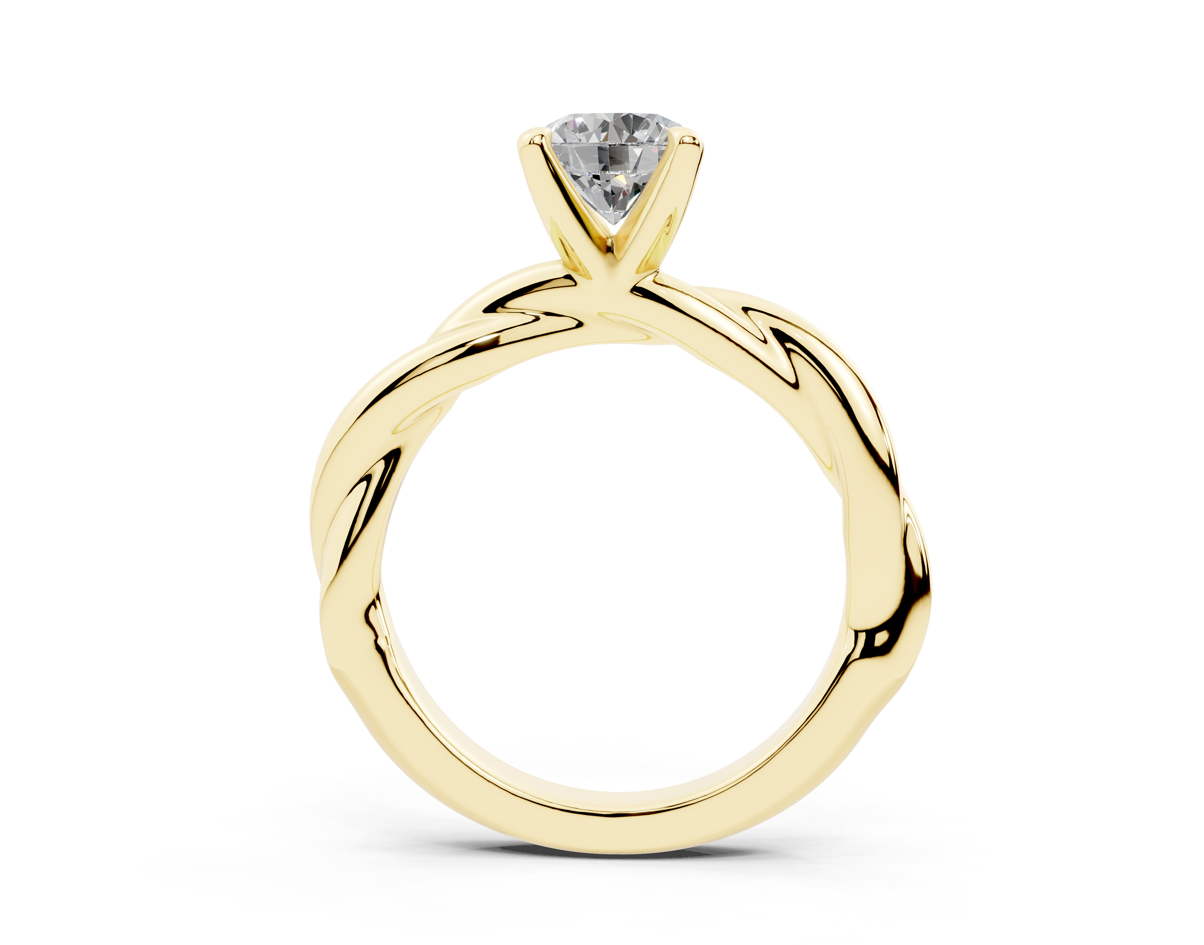 18k Gold Twisted Claw Prongs Diamond Engagement Ring 1 Carat - Yellow Gold#Material_Yellow Gold#