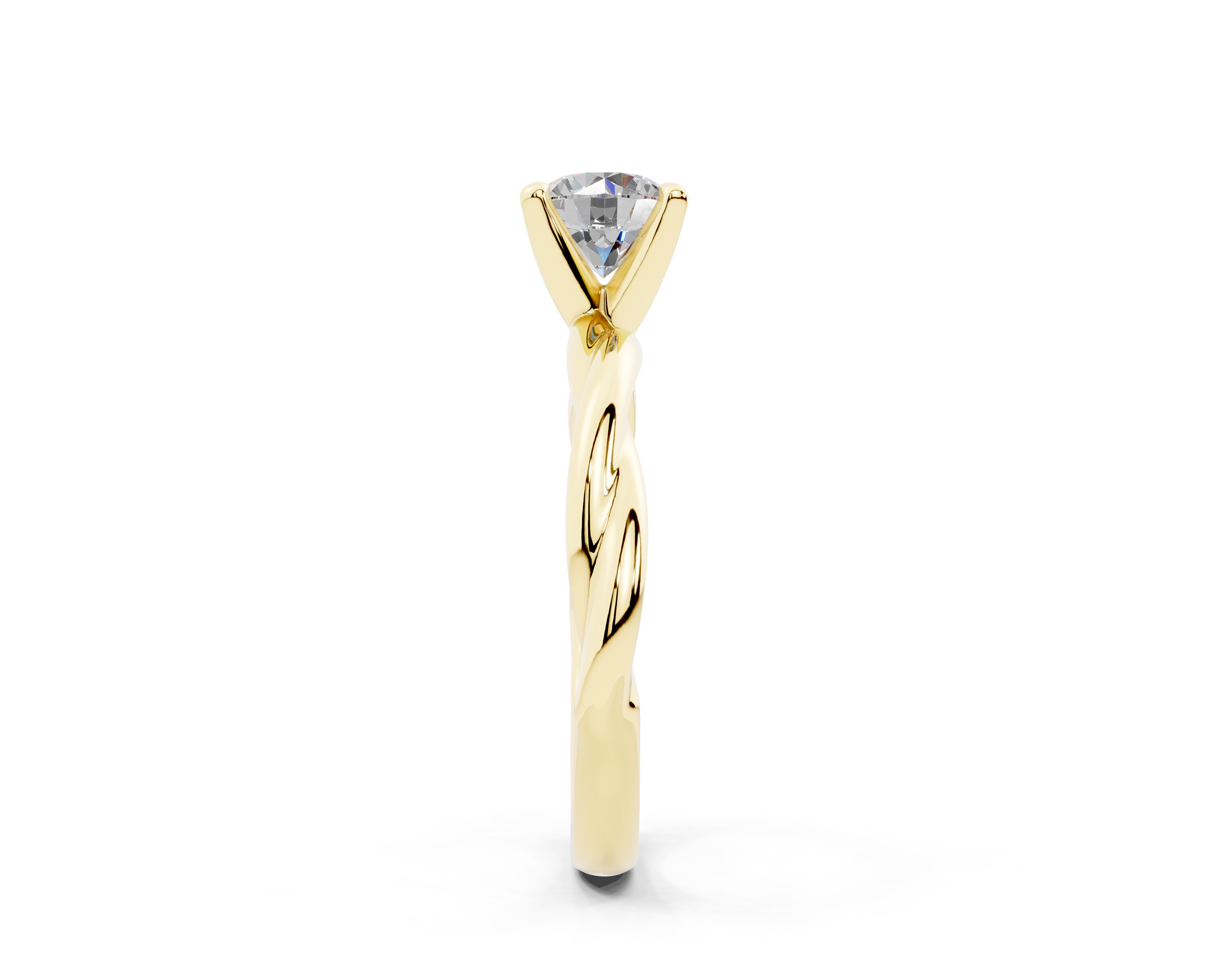 18k Gold Twisted Claw Prongs Diamond Engagement Ring 1 Carat - Yellow Gold#Material_Yellow Gold#