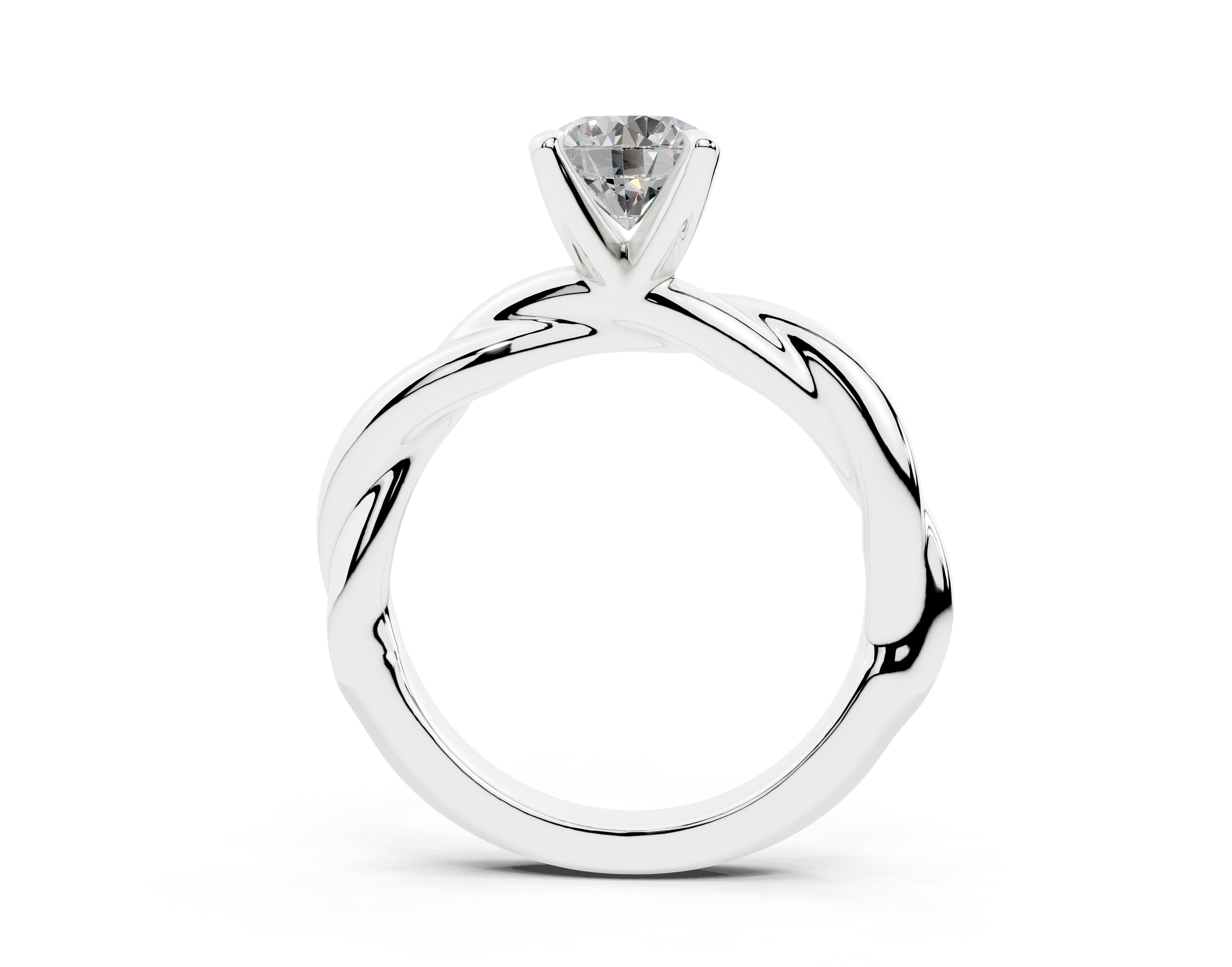 18k Gold Twisted Claw Prongs Diamond Engagement Ring 1 Carat - White Gold#Material_White Gold#