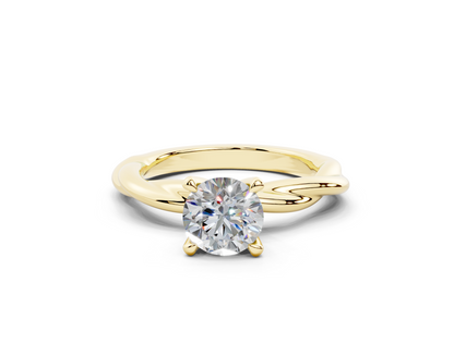 18k Gold Twisted Claw Prongs Diamond Engagement Ring 1 Carat