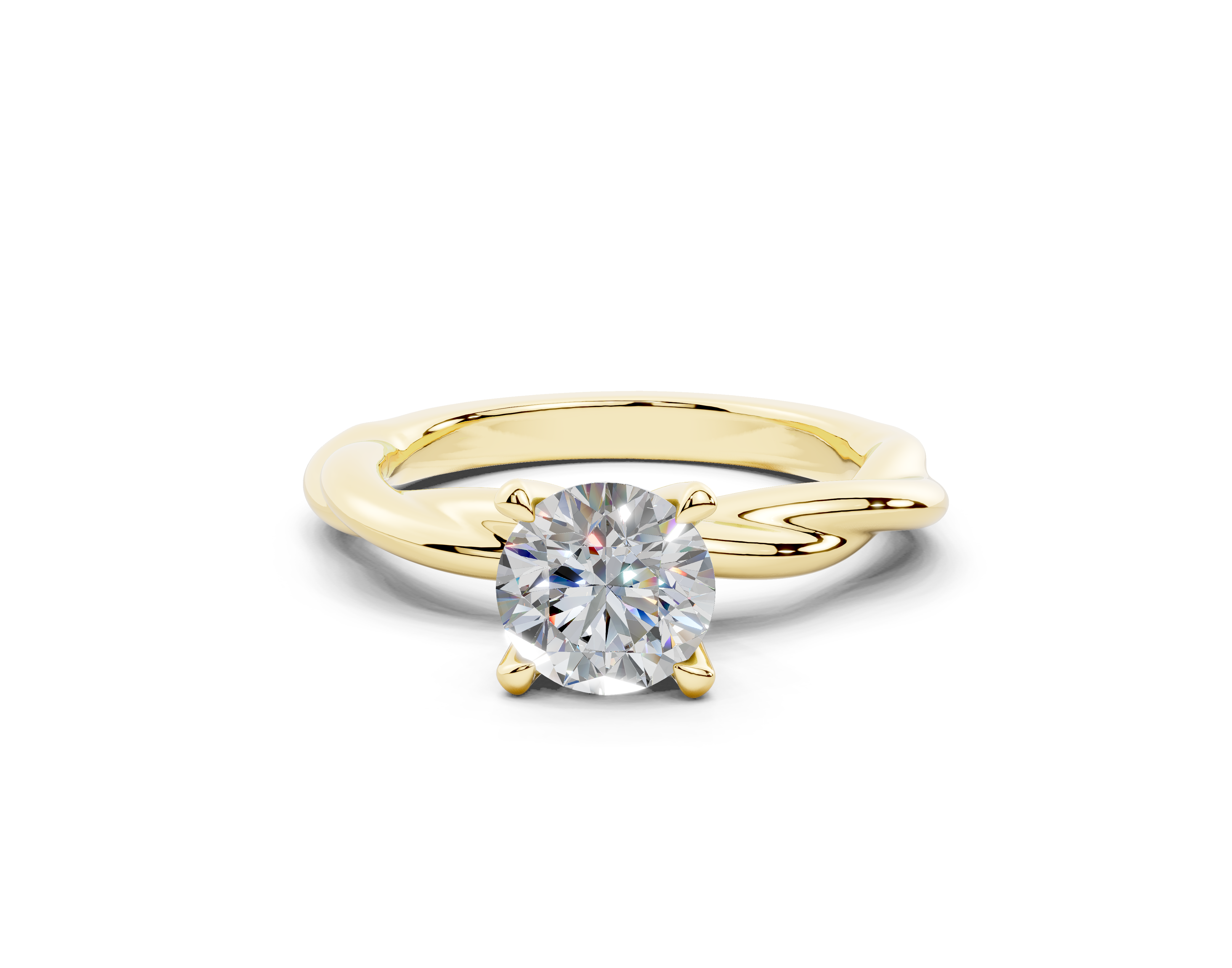 18k Gold Twisted Claw Prongs Diamond Engagement Ring 1 Carat - Yellow Gold#Material_Yellow Gold#