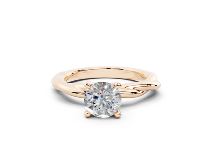 18k Gold Twisted Claw Prongs Diamond Engagement Ring 1 Carat