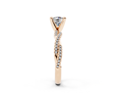 18K Gold Half Pavé Twisted Diamond Engagement Ring 1 Carat