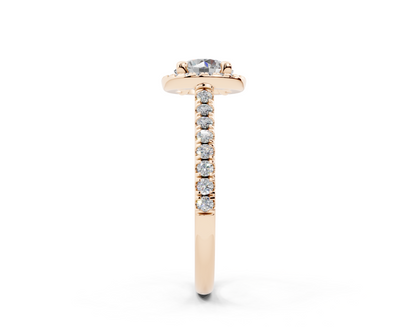 18K Gold Half Pavé Halo and Shank Diamond Engagement Ring 1 Carat