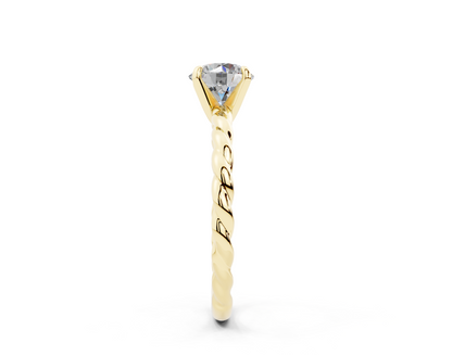 18K Gold Rope Knot Cable Solitaire Diamond Engagement Ring 1 Carat