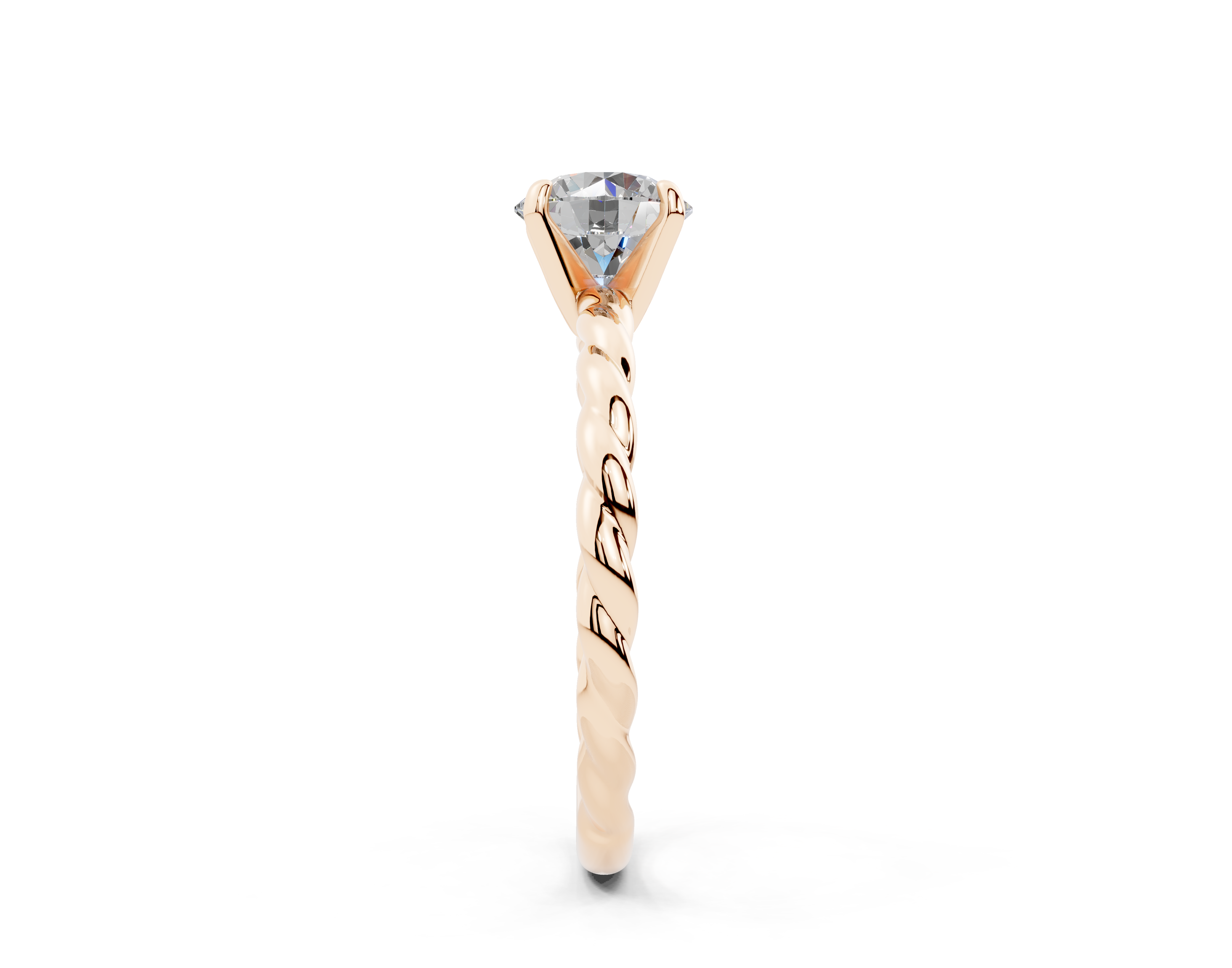 18K Gold Rope Knot Cable Solitaire Diamond Engagement Ring 1 Carat - Rose Gold#Material_Rose Gold#