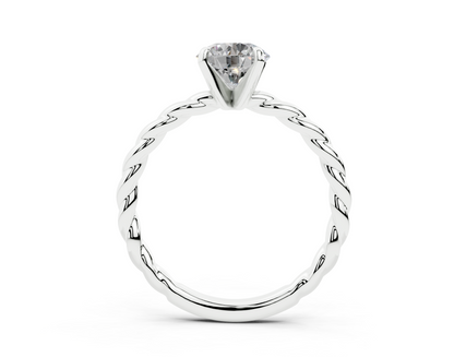 18K Gold Rope Knot Cable Solitaire Diamond Engagement Ring 1 Carat