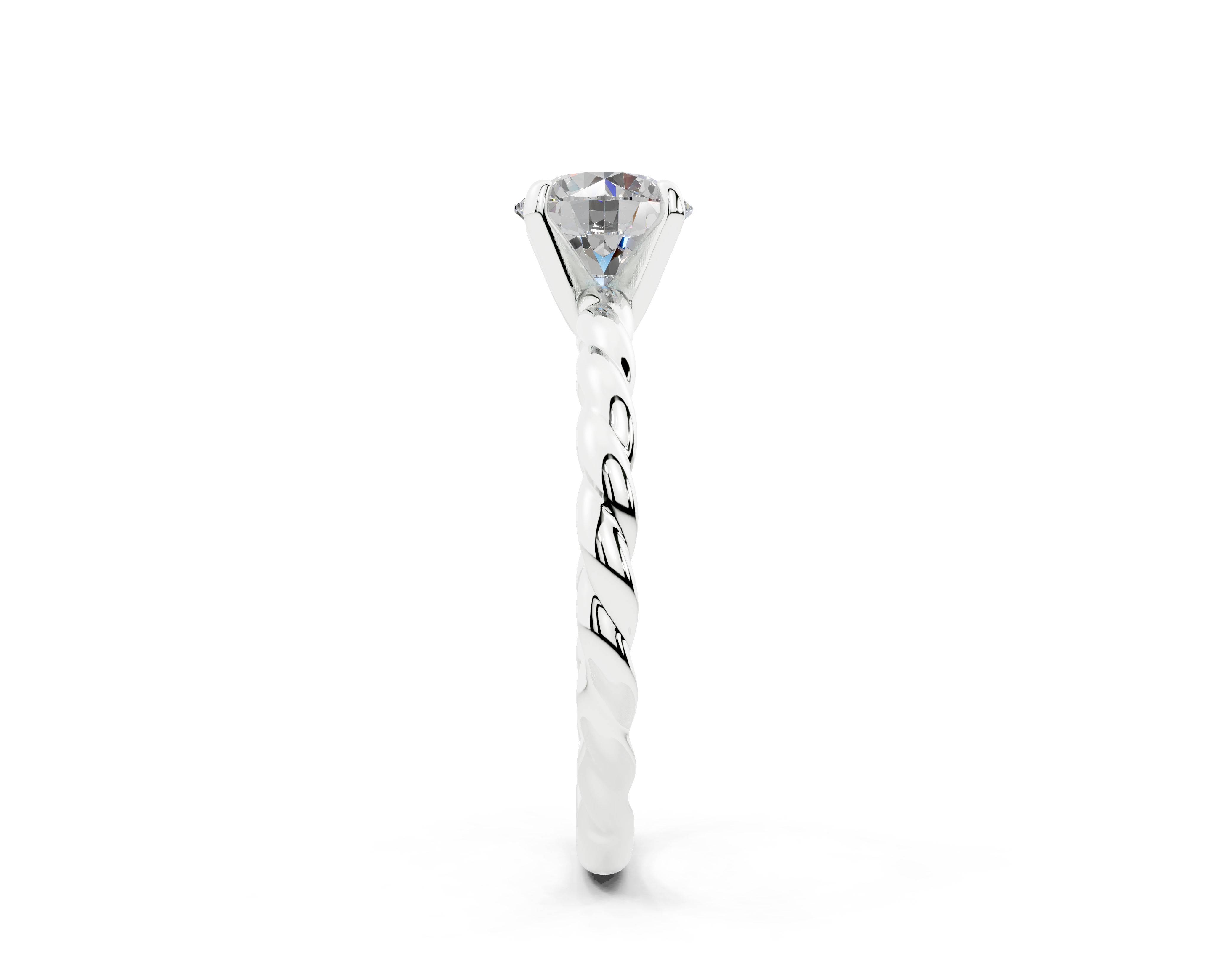 18K Gold Rope Knot Cable Solitaire Diamond Engagement Ring 1 Carat - White Gold#Material_White Gold#