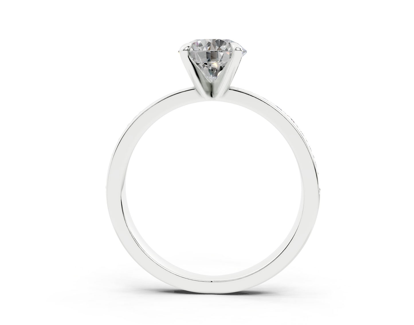 18K Gold Comfort Half Pavé Diamond Engagement Ring 1 Carat