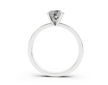 18K Gold Comfort Half Pavé Diamond Engagement Ring 1 Carat