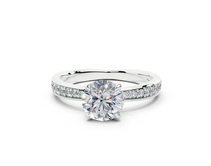 18K Gold Comfort Half Pavé Diamond Engagement Ring 1 Carat