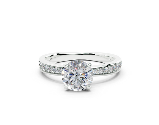18K Gold Comfort Half Pavé Diamond Engagement Ring 1 Carat