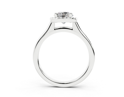 18K Gold Half Pavé Halo Diamond Engagement Ring 1 Carat