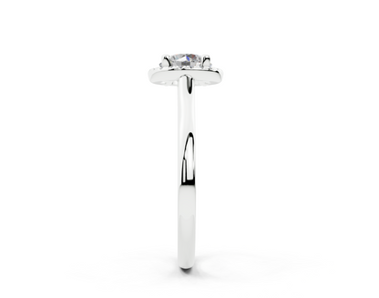 18K Gold Half Pavé Halo Diamond Engagement Ring 1 Carat