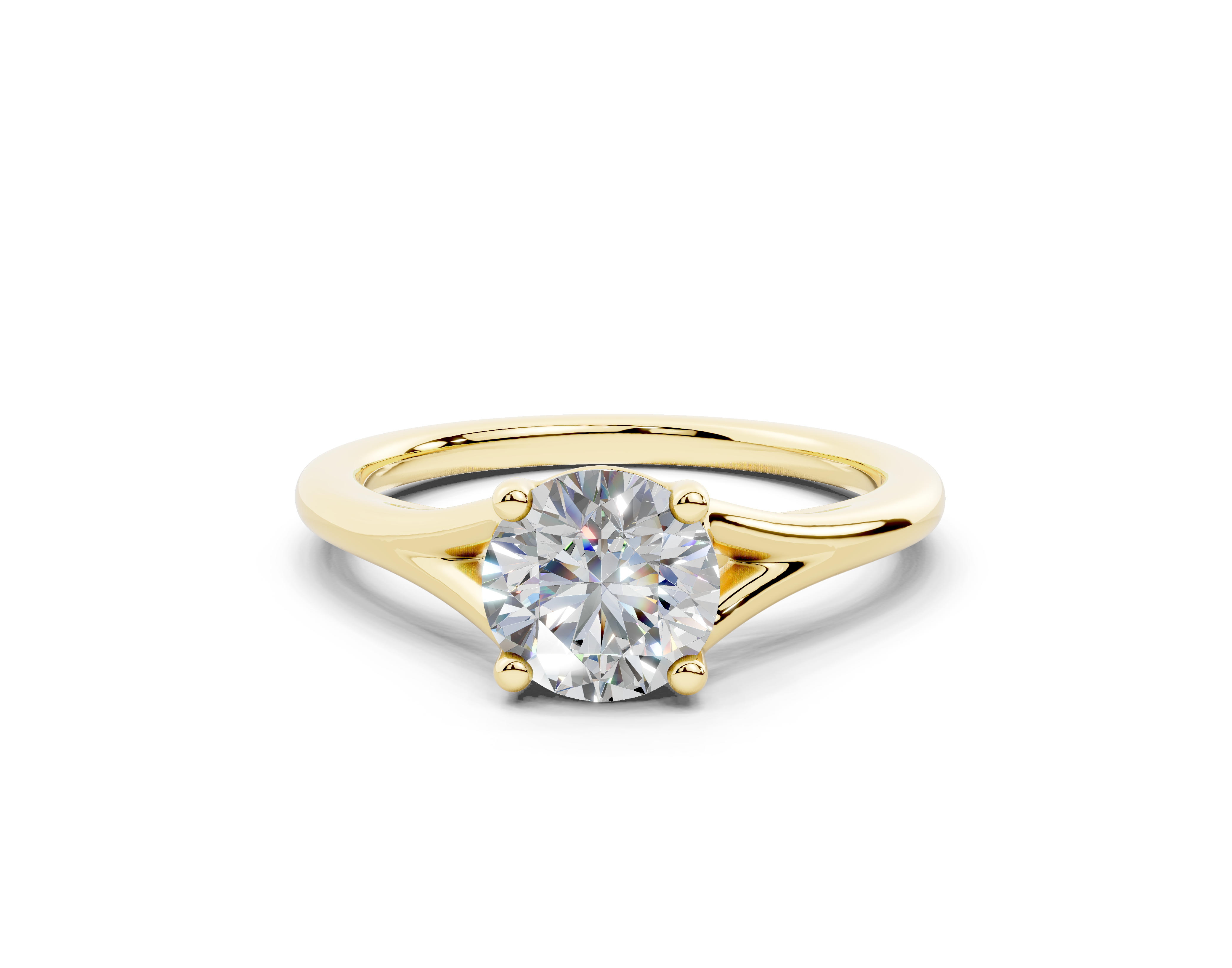 18K Gold Comfort Split Shank Solitaire Diamond Engagement Ring 1 Carat - Yellow Gold#Material_Yellow Gold#