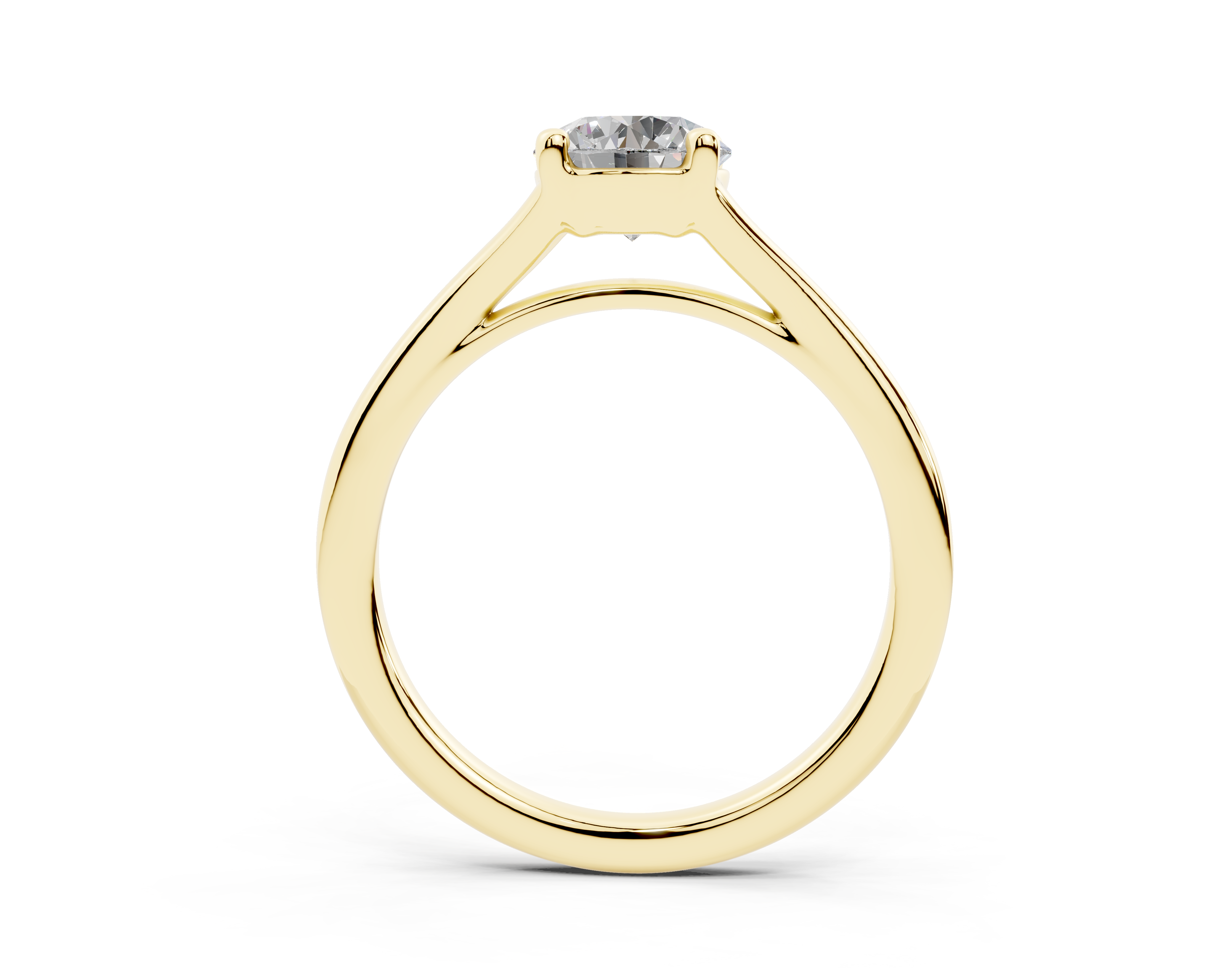 18K Gold Comfort Split Shank Solitaire Diamond Engagement Ring 1 Carat - Yellow Gold#Material_Yellow Gold#
