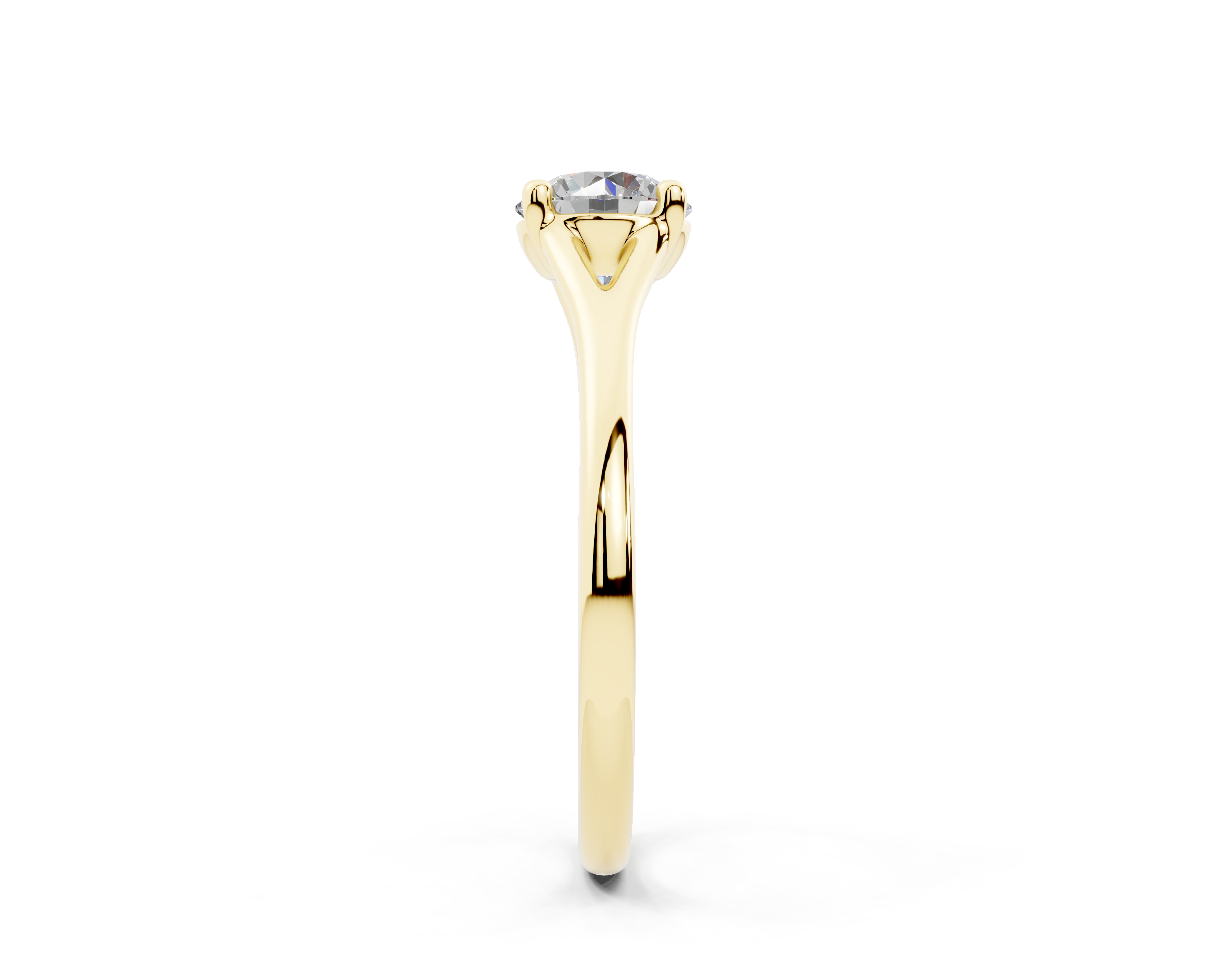 18K Gold Comfort Split Shank Solitaire Diamond Engagement Ring 1 Carat - Yellow Gold#Material_Yellow Gold#
