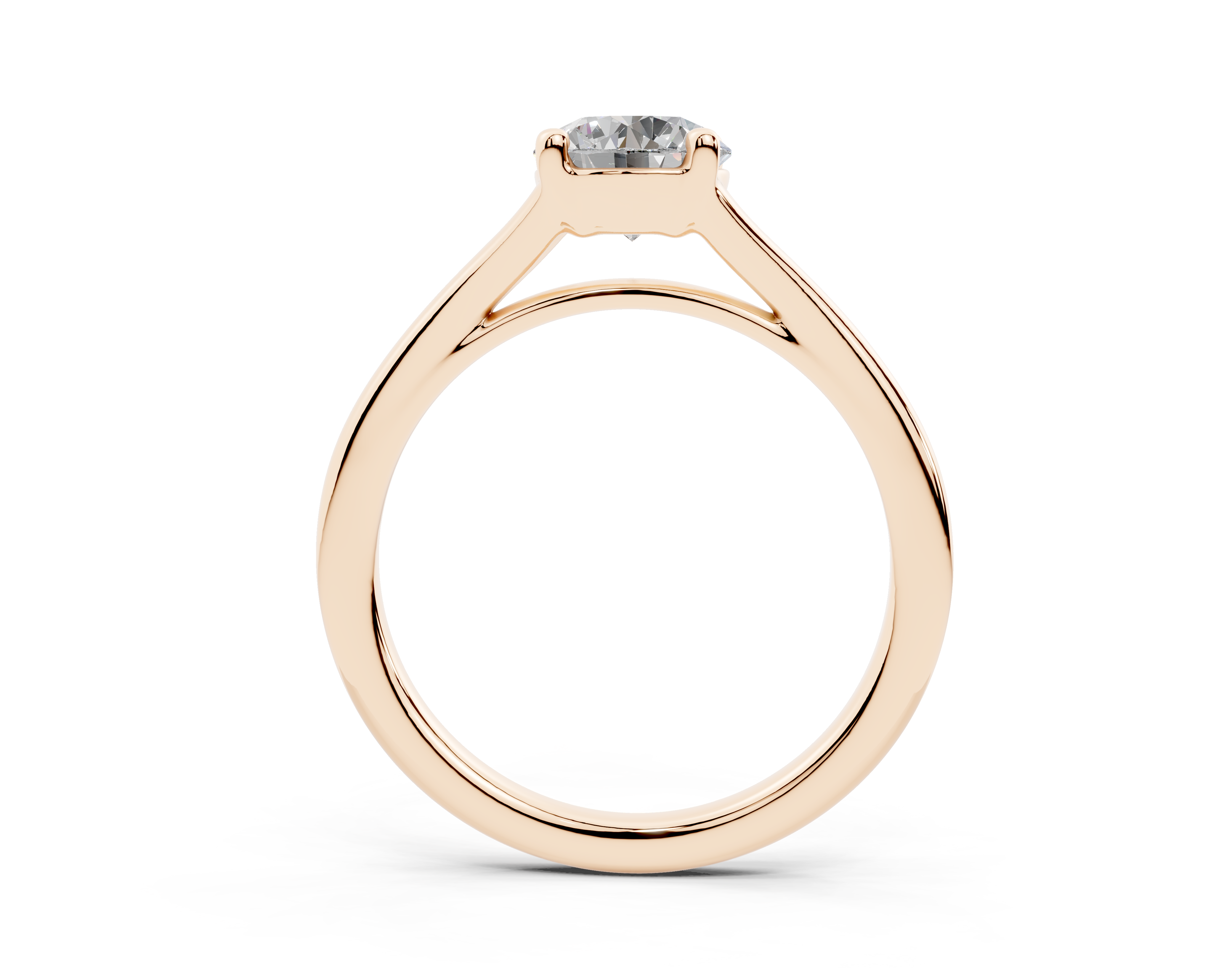 18K Gold Comfort Split Shank Solitaire Diamond Engagement Ring 1 Carat - Rose Gold#Material_Rose Gold#