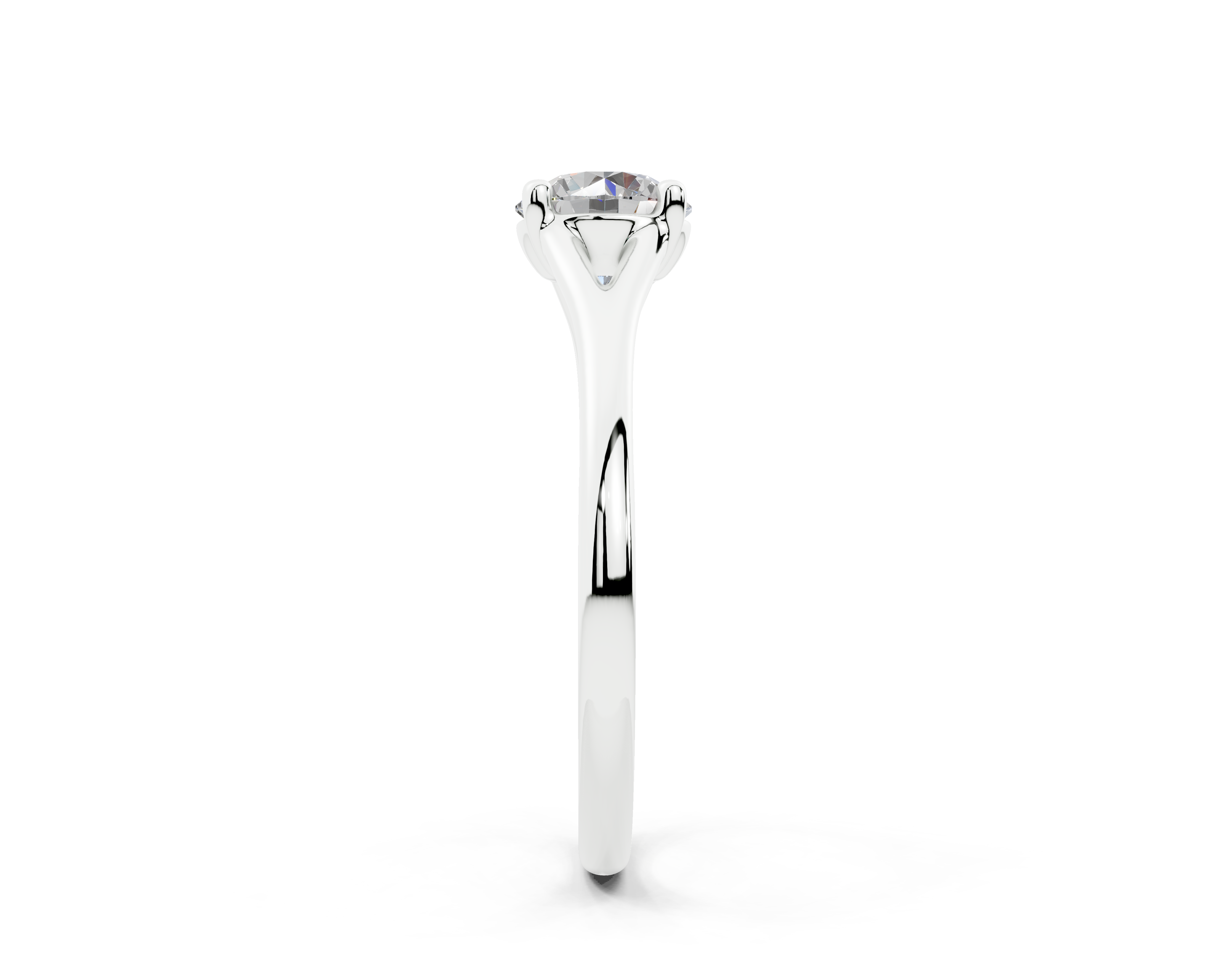 18K Gold Comfort Split Shank Solitaire Diamond Engagement Ring 1 Carat - White Gold#Material_White Gold#