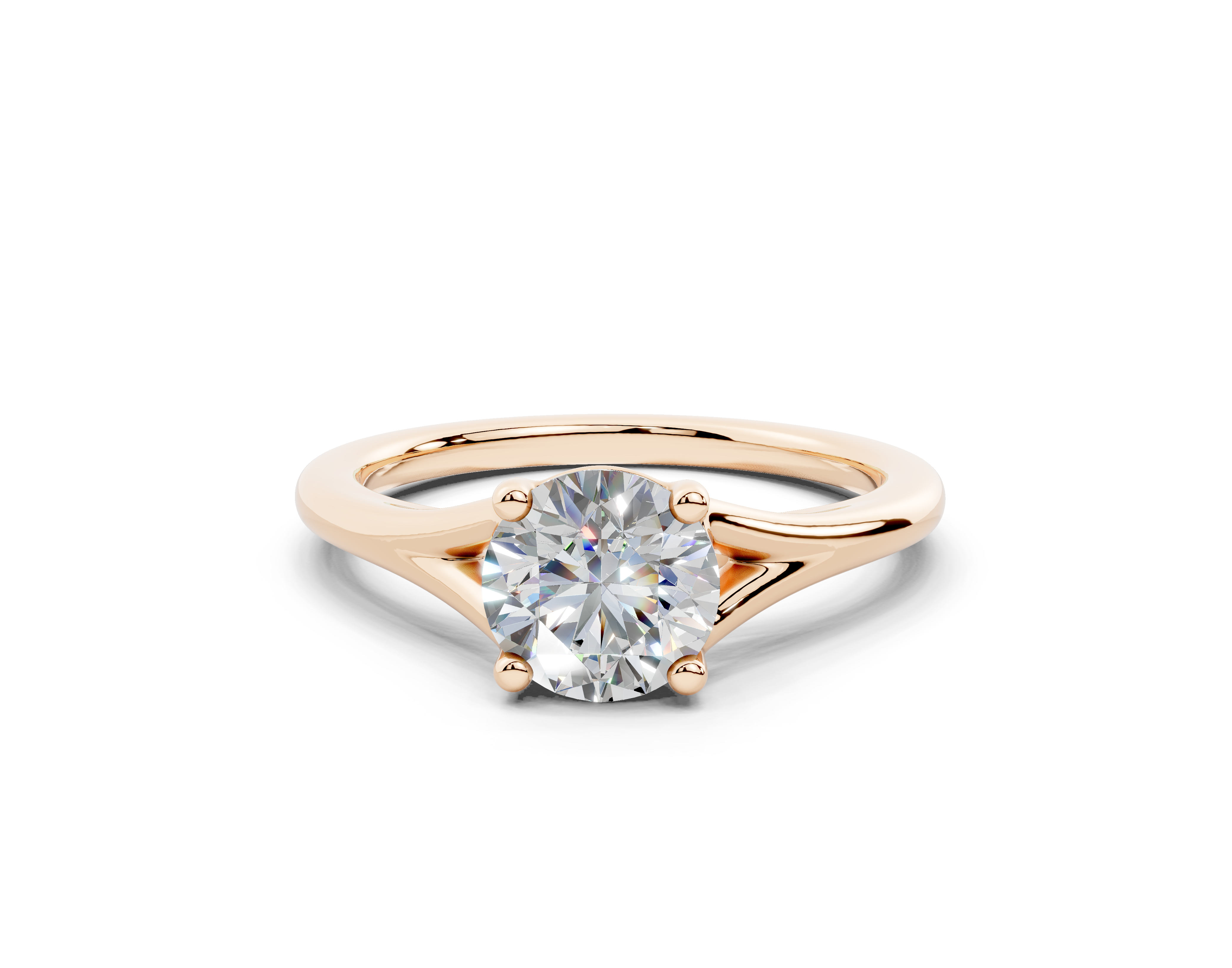 18K Gold Comfort Split Shank Solitaire Diamond Engagement Ring 1 Carat - Rose Gold#Material_Rose Gold#